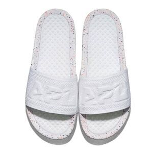 APL Big Logo TechLoom Slide Sandal in White/Impulse Red/Blue Haze.🤍💙 Size 5. N